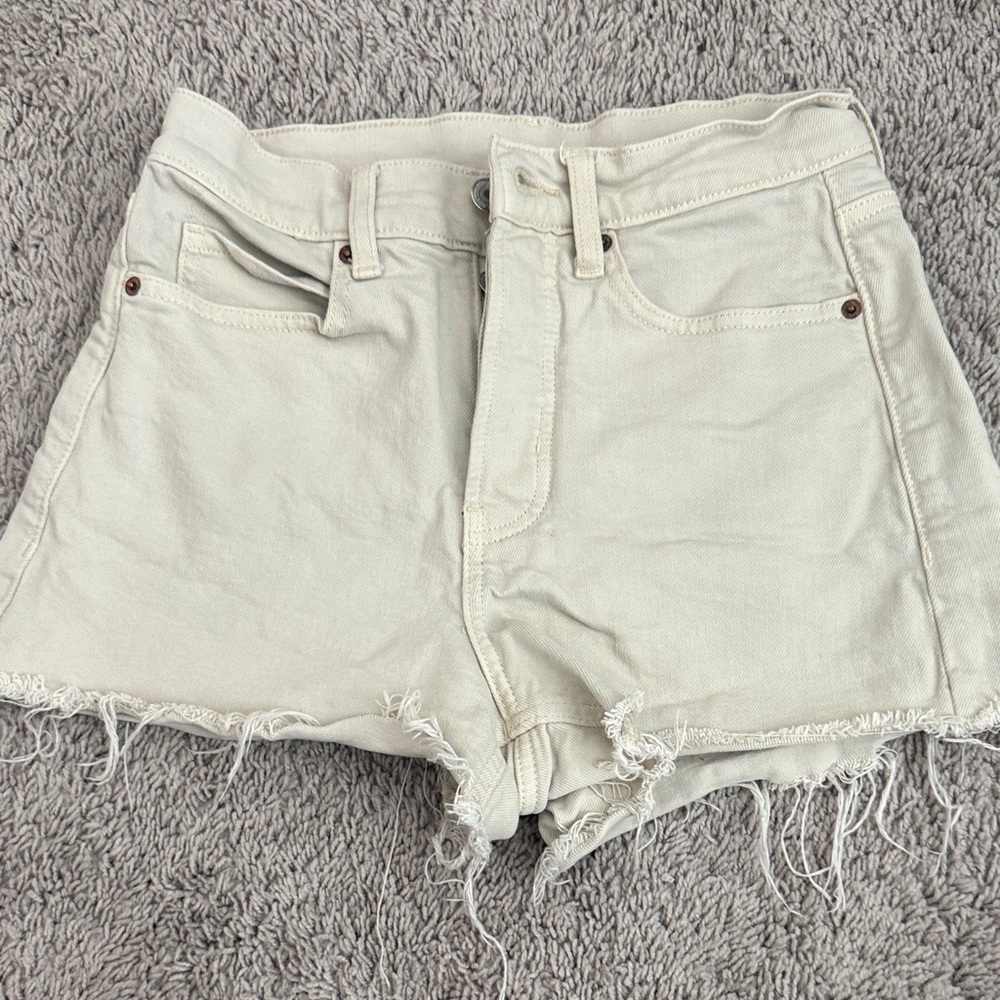 Old Navy Cream Frayed Jean Shorts